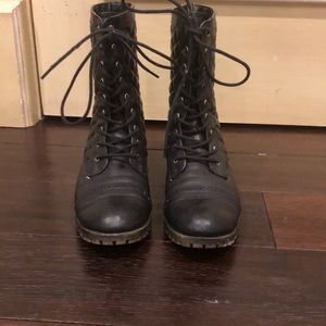 Black combat boots